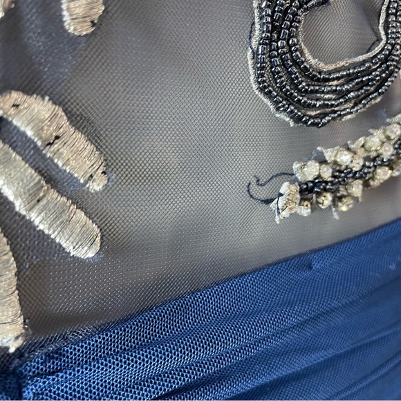 Jovani Ruched Evening gown Dress Embroidered Rhinestons size 00 pageant Blue - Picture 11 of 13